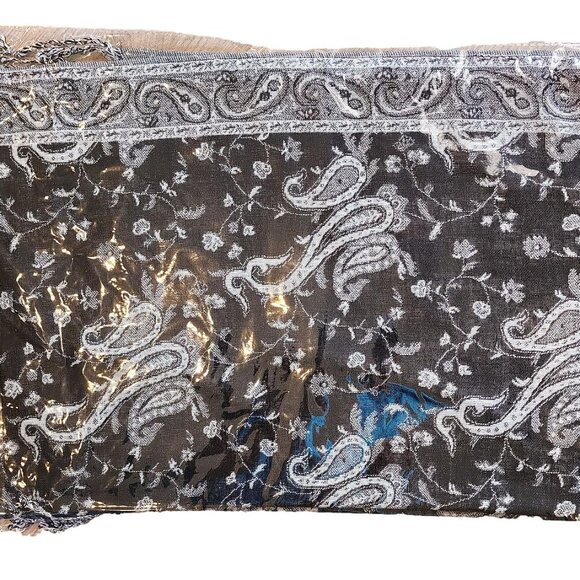 Pashmina Silk Scarf - New in packaging. Black and Silver / Inventory Reduction - Picture 2 of 2